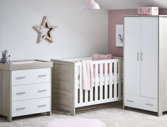 Obaby Nika Mini 3 Piece Room Set - Grey Wash & White - Babyzilla