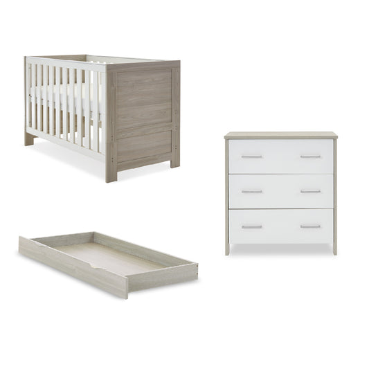 Obaby Nika 2 Piece Room Set & Underdrawer - Grey Wash & White - Babyzilla