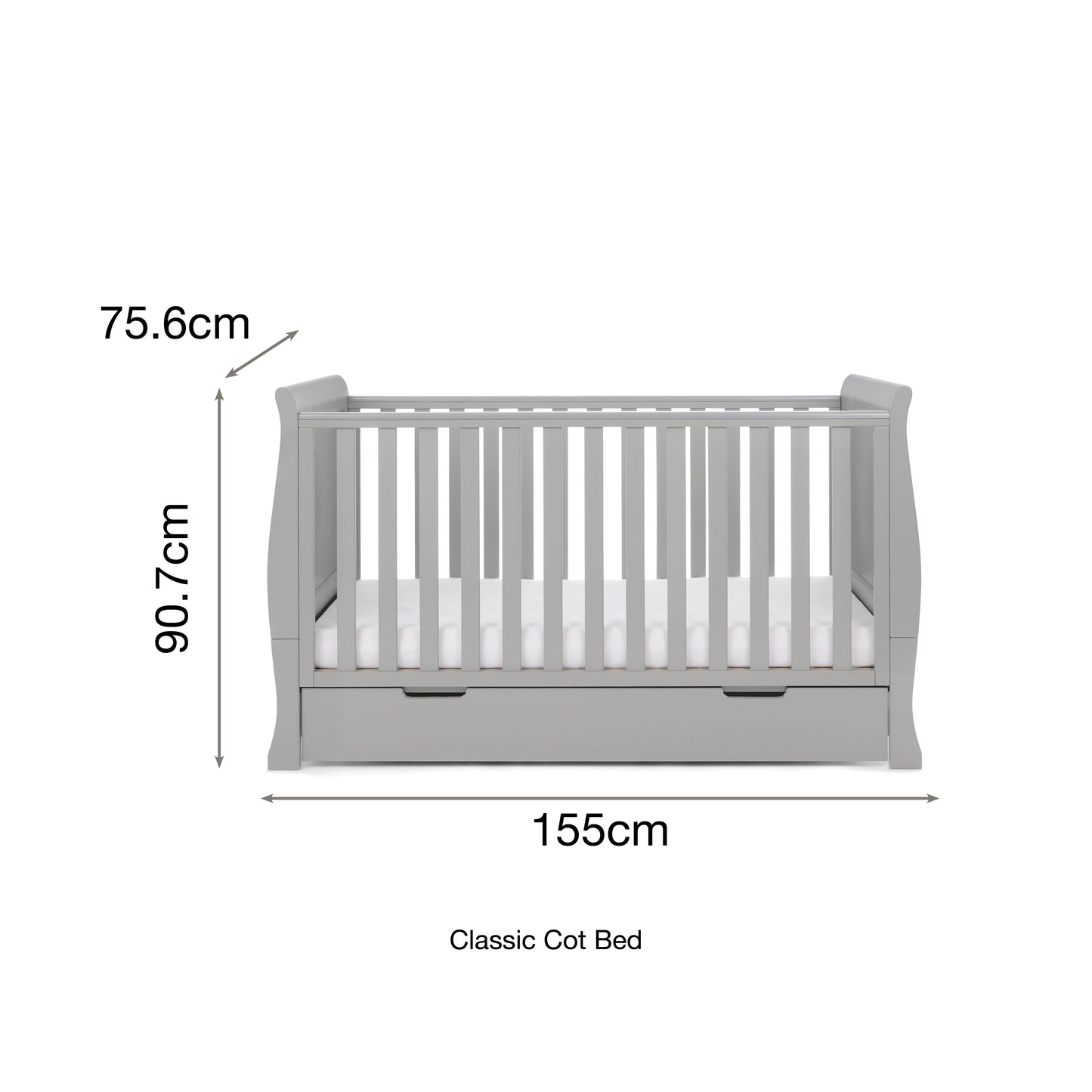 Obaby Stamford Classic Sleigh 3 Piece Room Set - Warm Grey