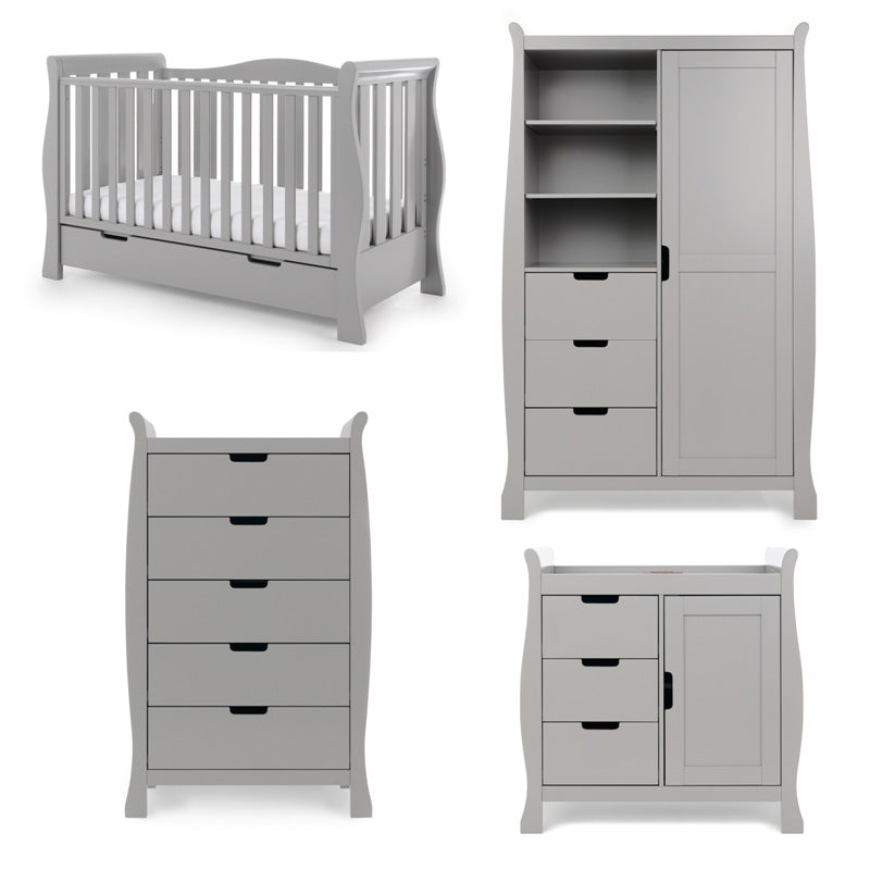 Obaby Stamford Luxe 4 Piece Room Set - Warm Grey - Babyzilla