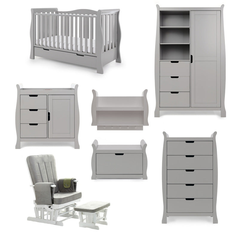 Obaby Stamford Luxe 7 Piece Room Set - Warm Grey - Babyzilla