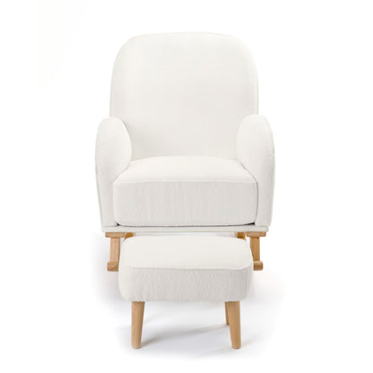 Babymore Freya Nursing Chair with stool - Off White Boucle