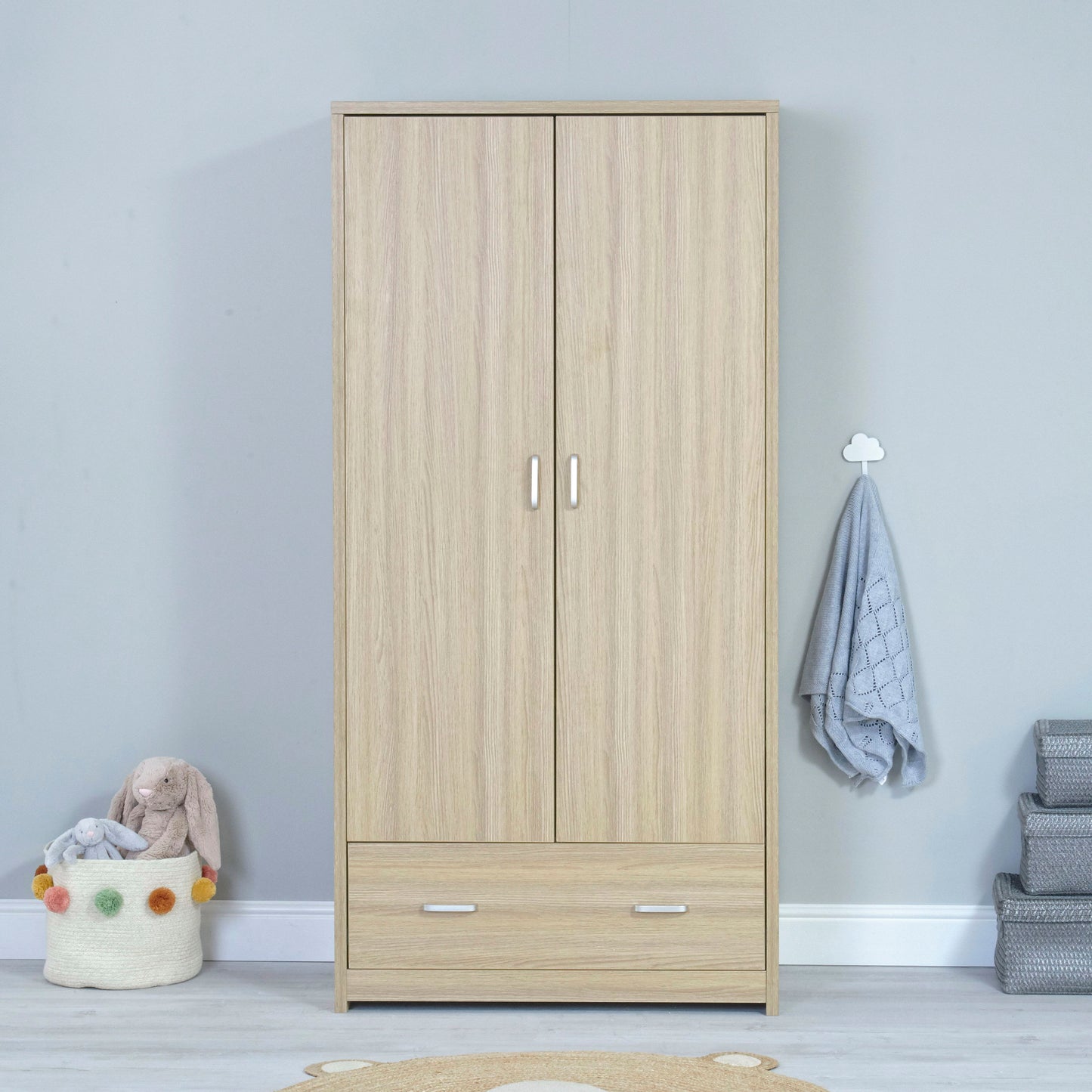 Babymore Luno Veni Nursery Wardrobe - Oak - Babyzilla