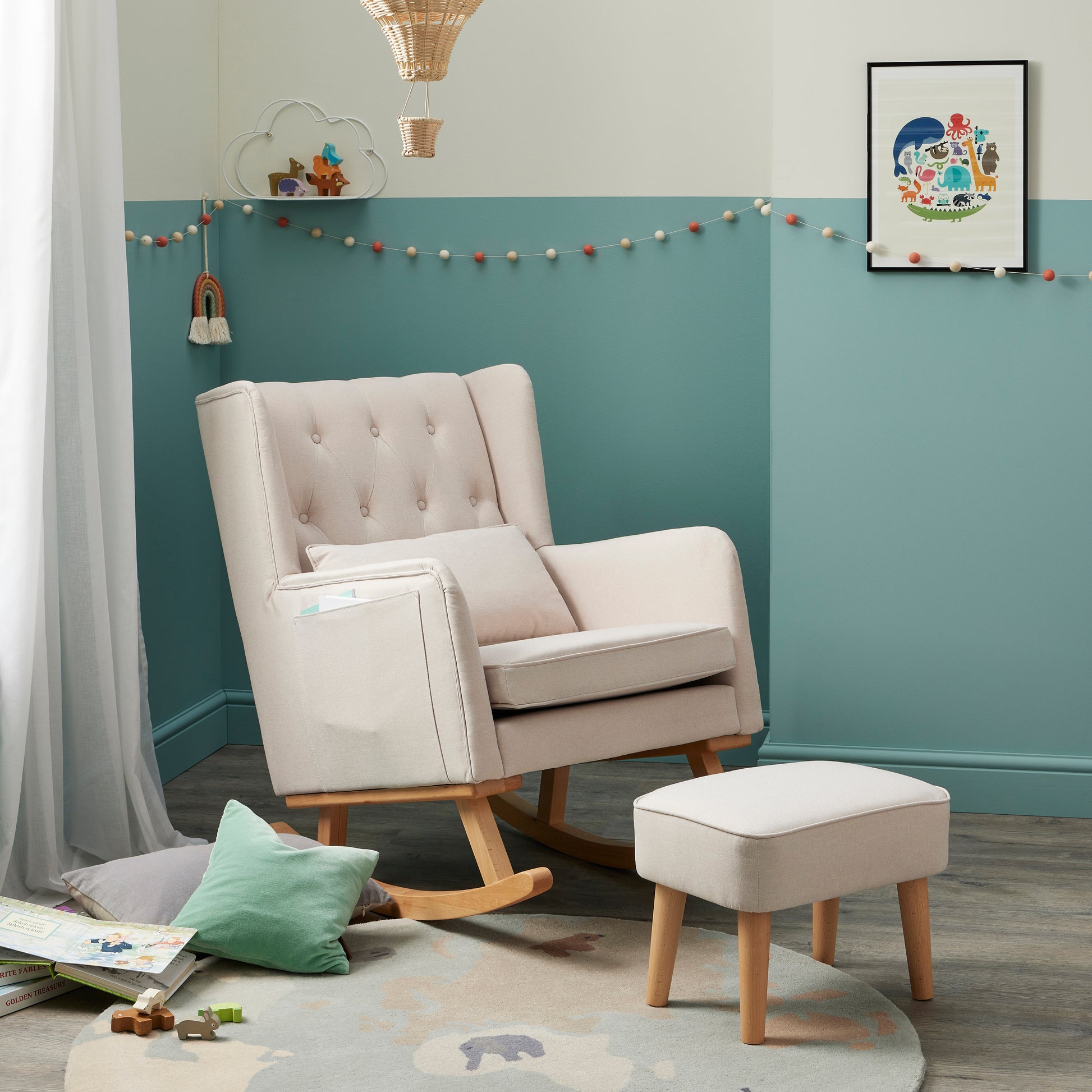 Babymore Lux Nursing Chair with Footstool - Cream - Babyzilla