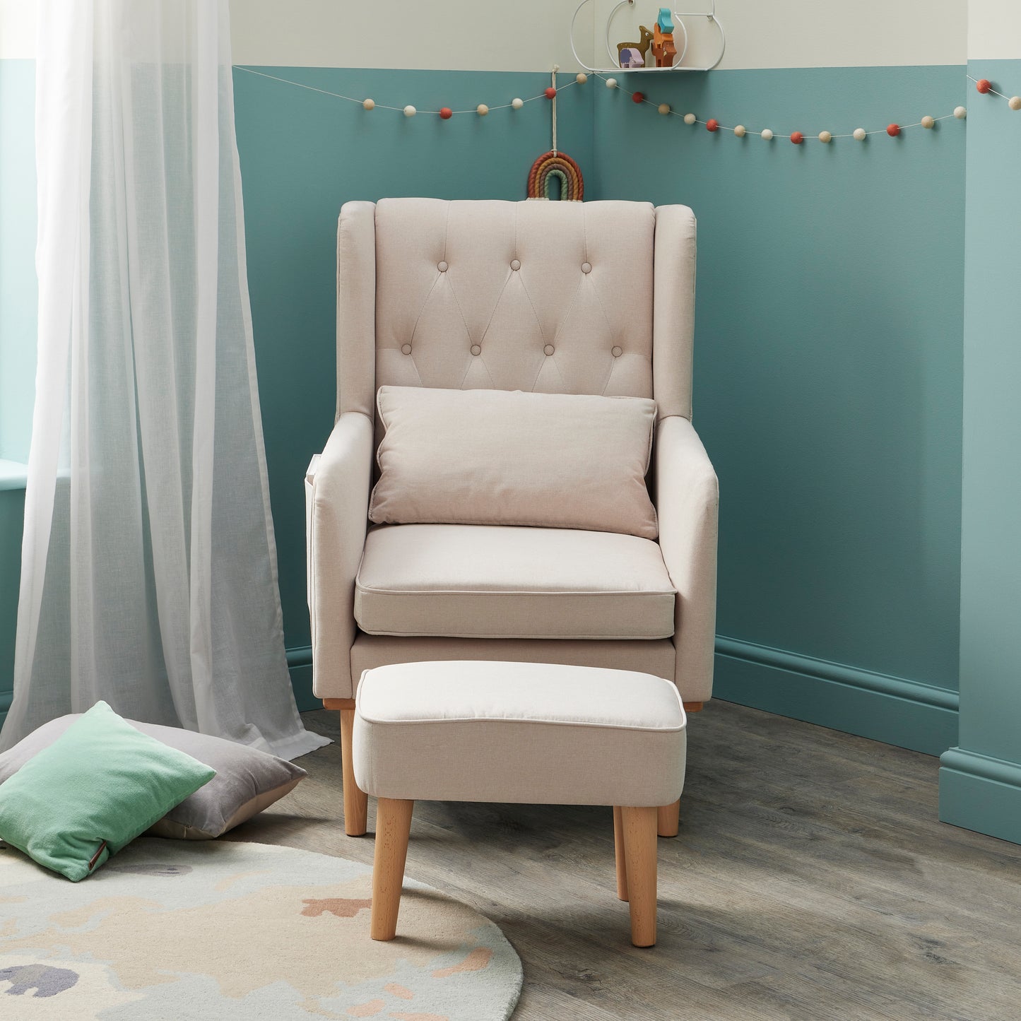 Babymore Lux Nursing Chair with Footstool - Cream - Babyzilla