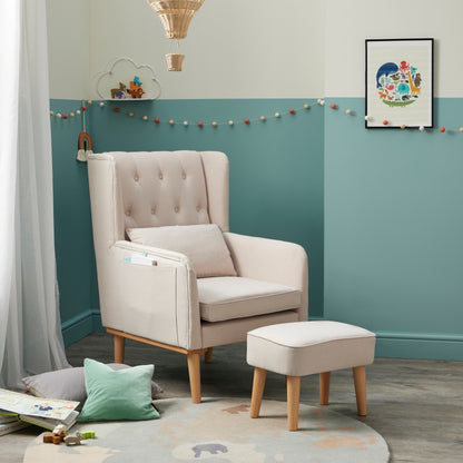 Babymore Lux Nursing Chair with Footstool - Cream - Babyzilla