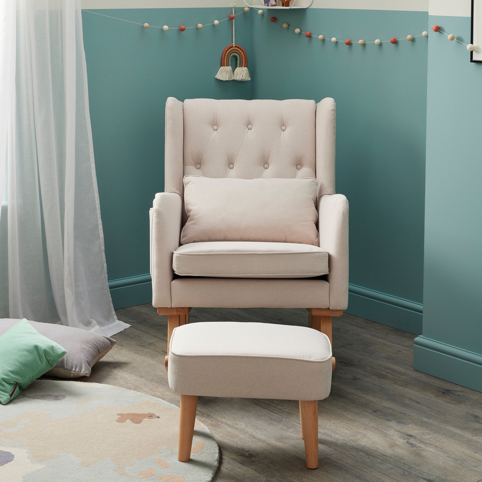 Babymore Lux Nursing Chair with Footstool - Cream - Babyzilla