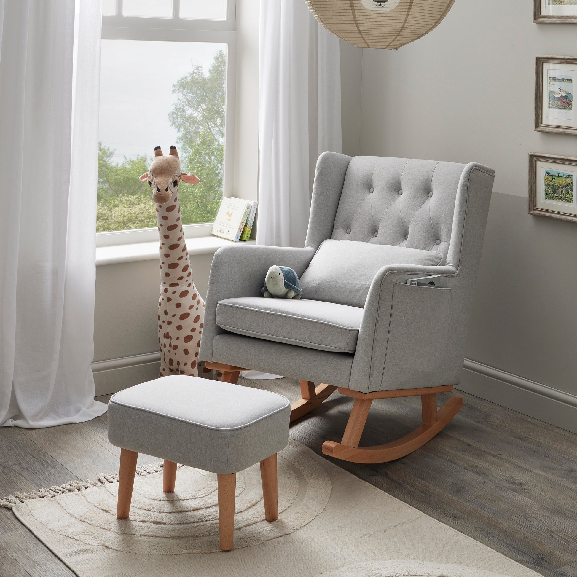 Babymore Lux Nursing Chair with Footstool - Grey - Babyzilla