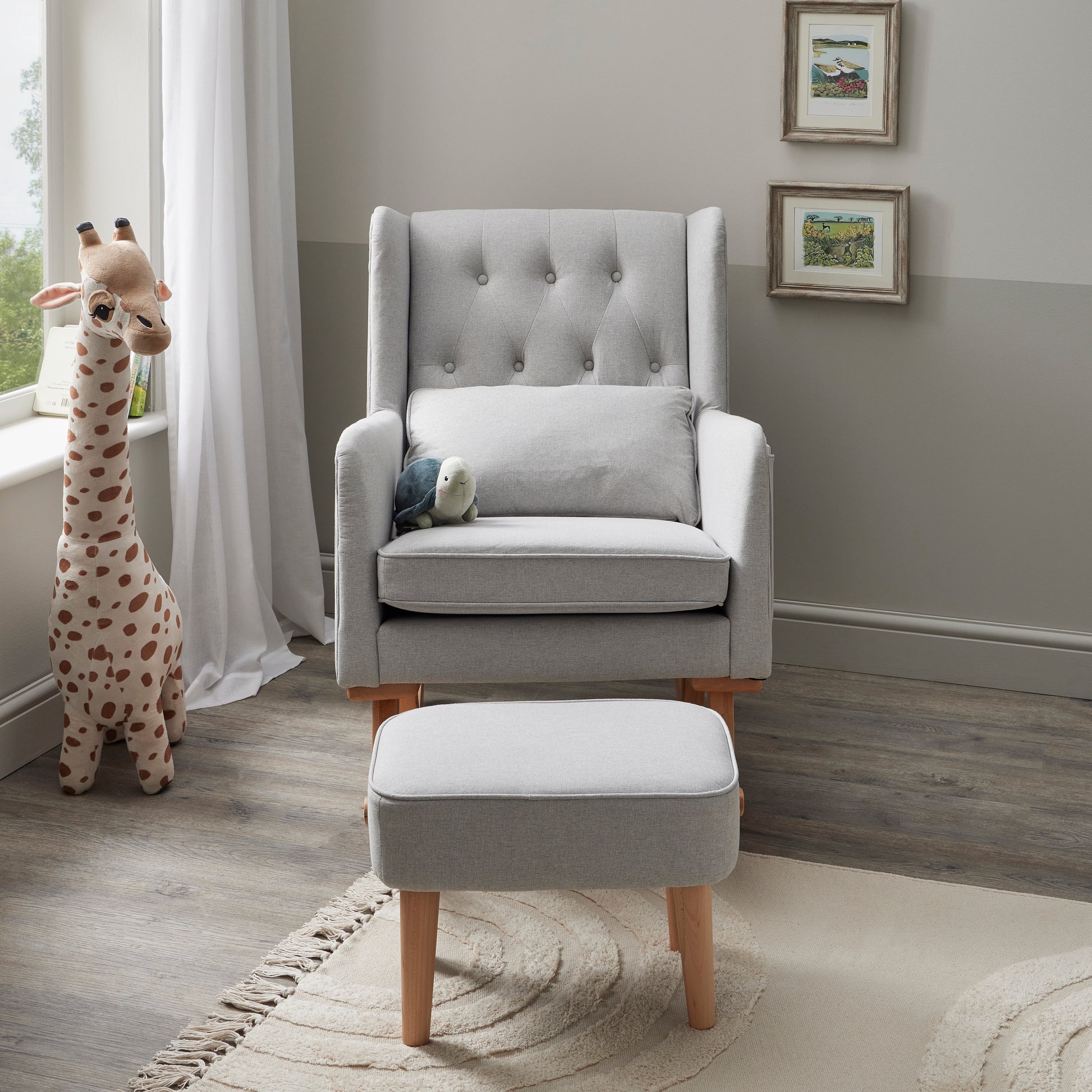 Babymore Lux Nursing Chair with Footstool - Grey - Babyzilla