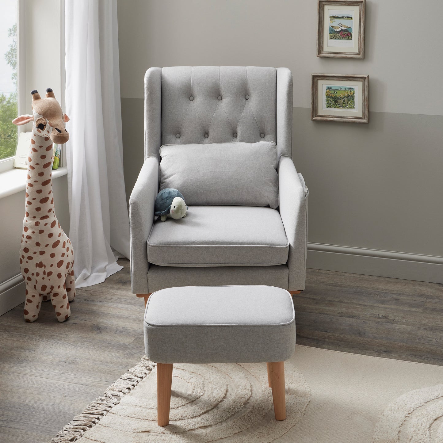 Babymore Lux Nursing Chair with Footstool - Grey - Babyzilla