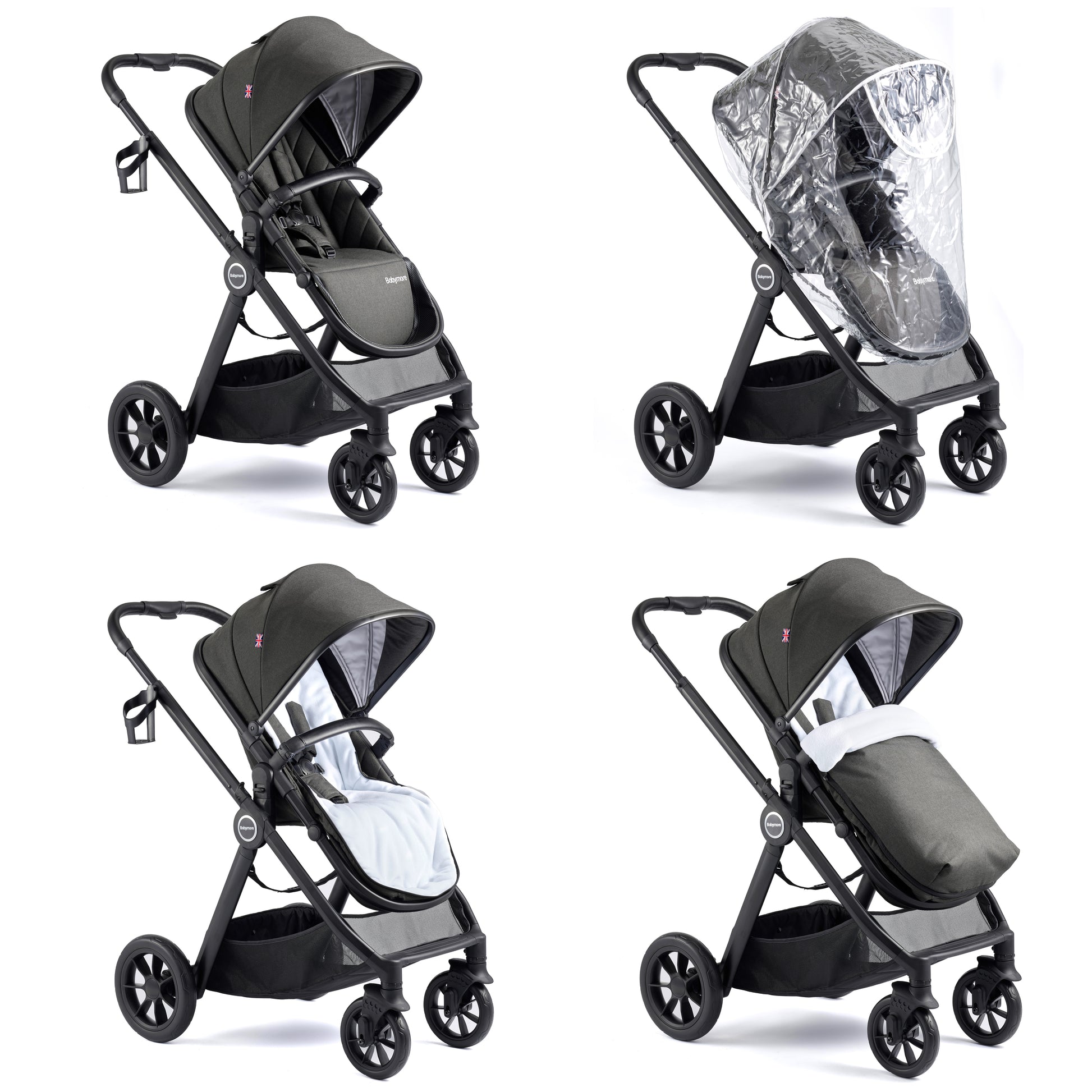 Babymore Memore V2 Travel System 13 Piece Coco with Base - Chrome - Babyzilla