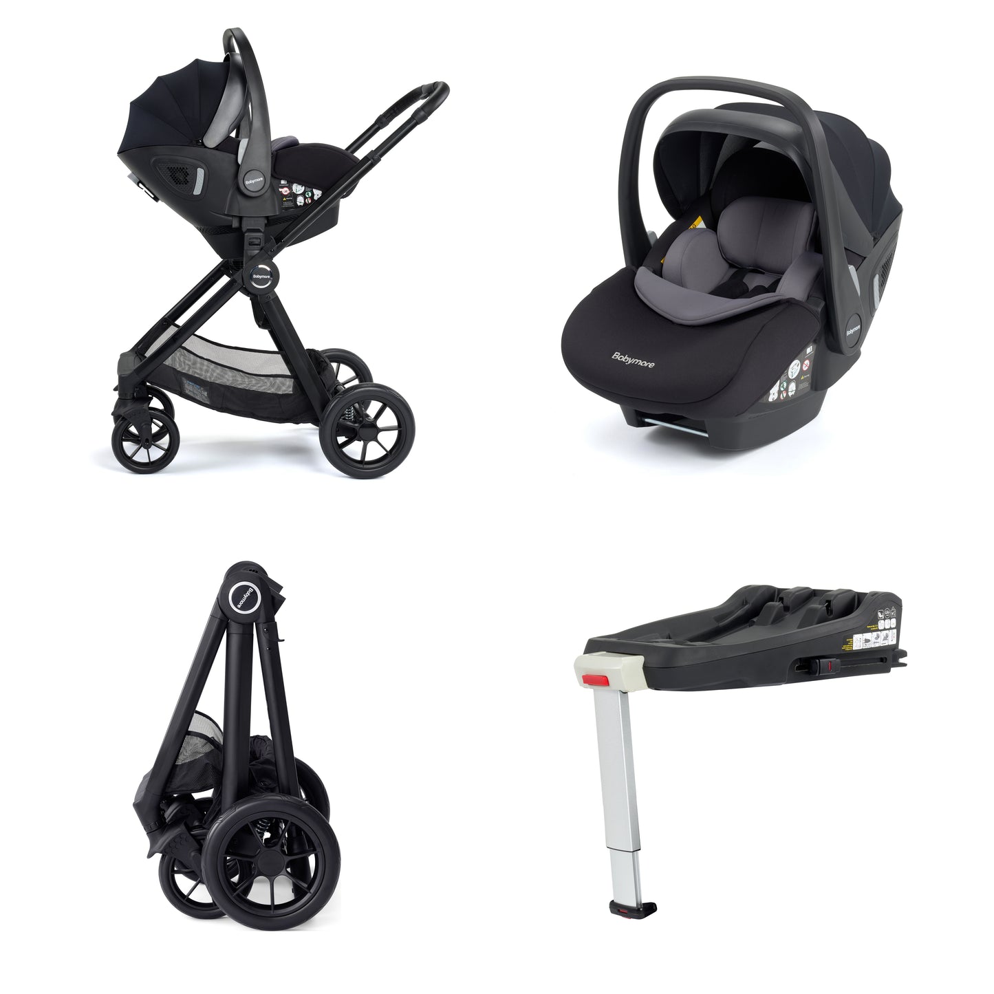 Babymore Memore V2 Travel System 13 Piece Coco with Base - Black - Babyzilla