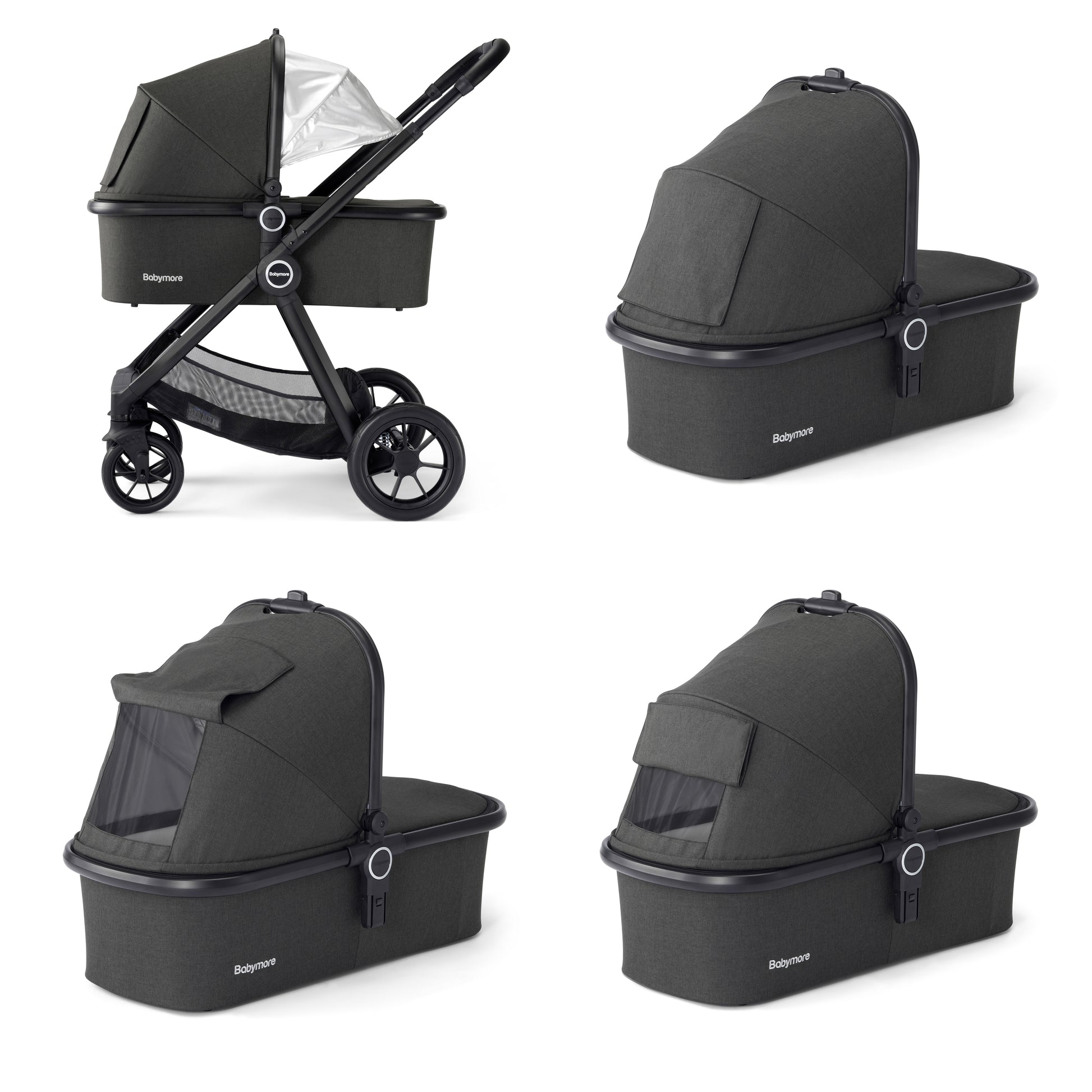 Babymore Memore V2 Travel System 13 Piece Pecan with Base - Black - Babyzilla