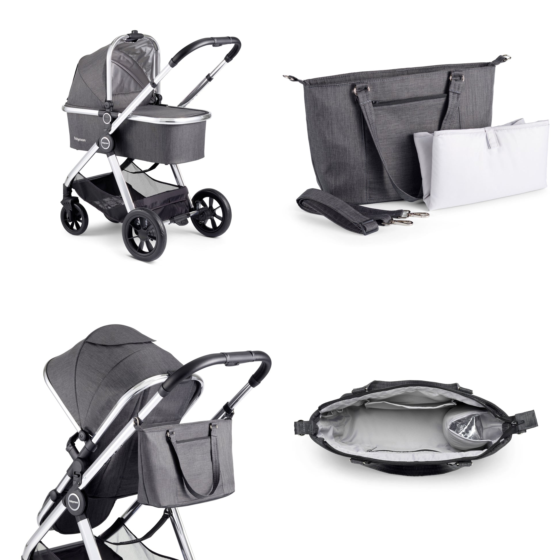 Babymore Memore V2 Travel System 13 Piece Pecan i-Size - Chrome - Babyzilla