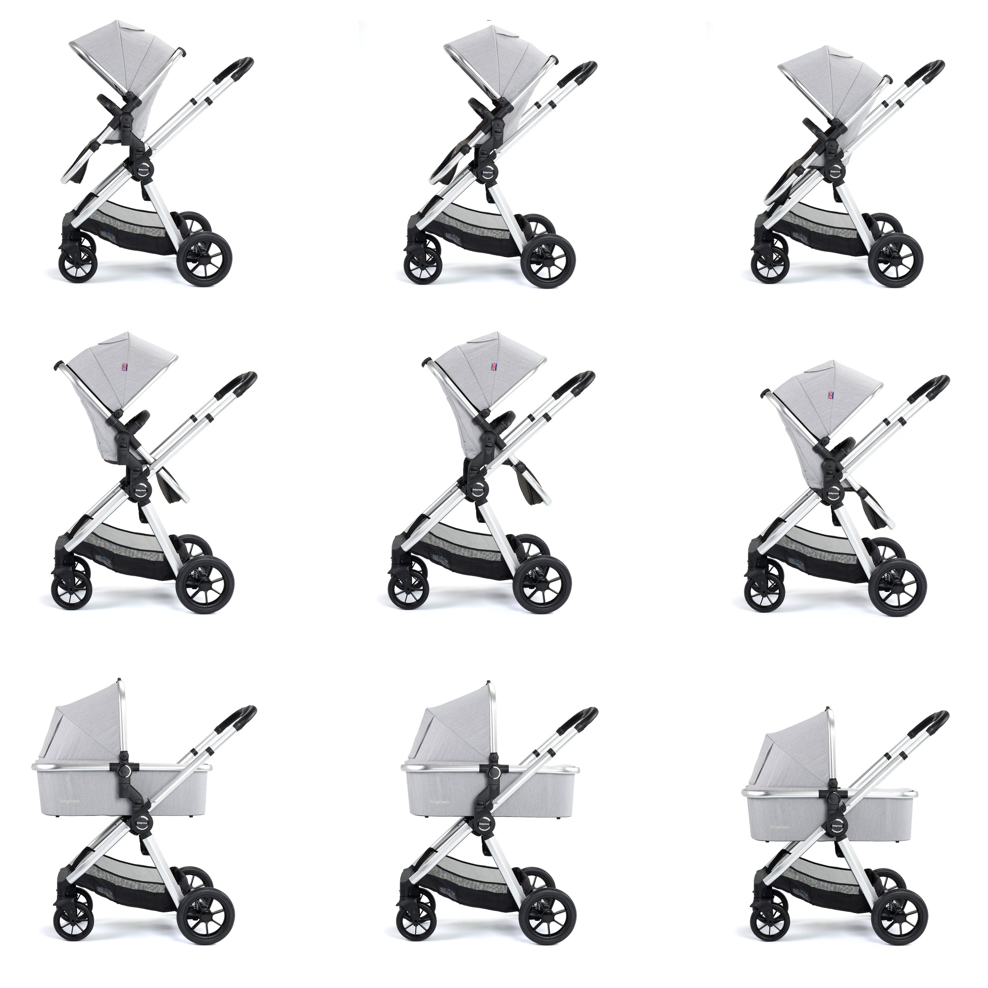 Babymore Memore V2 Travel System 13 Piece Pecan i-Size - Silver - Babyzilla