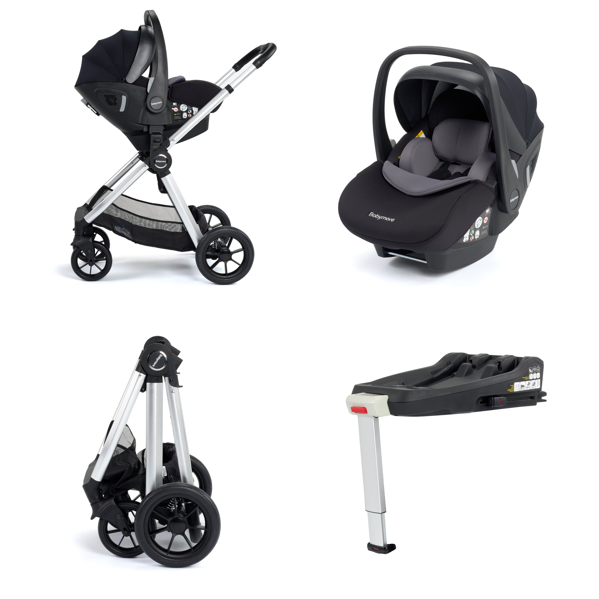 Babymore Memore V2 Travel System 13 Piece Pecan i-Size - Silver - Babyzilla