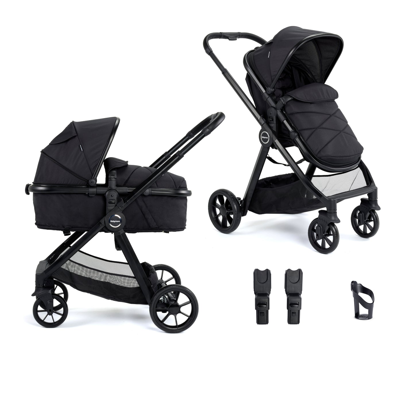 Babymore Mimi 2 in 1 Pram Pushchair - Black - Babyzilla