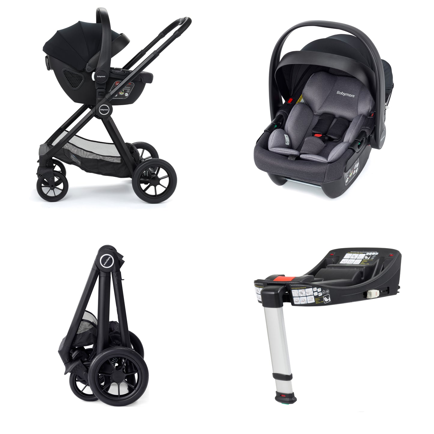 Babymore Mimi Travel System Coco with Base - Black - Babyzilla